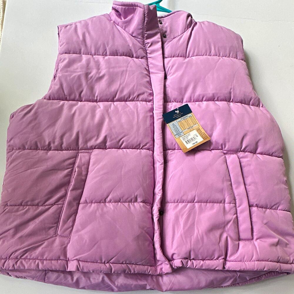 Blue Mountain Women’s 1X Pink/Purple Puffer Vest Insulated Quilted NWT zip snap